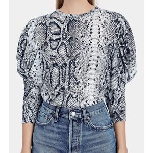 Proenza Schouler Womens Puff Sleeve Snake Print Top Size Large Luxury